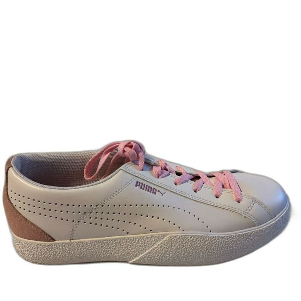 Puma Women’s Leather Fashion Sneakers Shoes White and Pink size 11 Suede